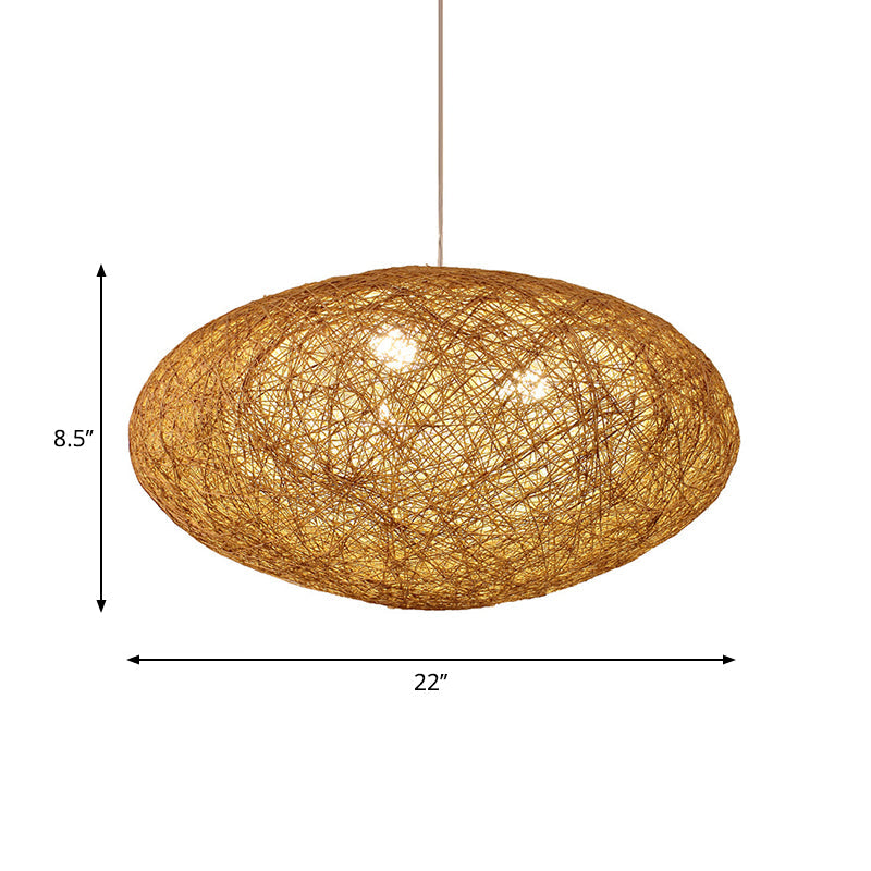 Modernism Weave Pendant Lighting Rope 1 Bulb Hanging Light Fixture in Wood for Dining Room Clearhalo 'Ceiling Lights' 'Modern Pendants' 'Modern' 'Pendant Lights' 'Pendants' Lighting' 274787