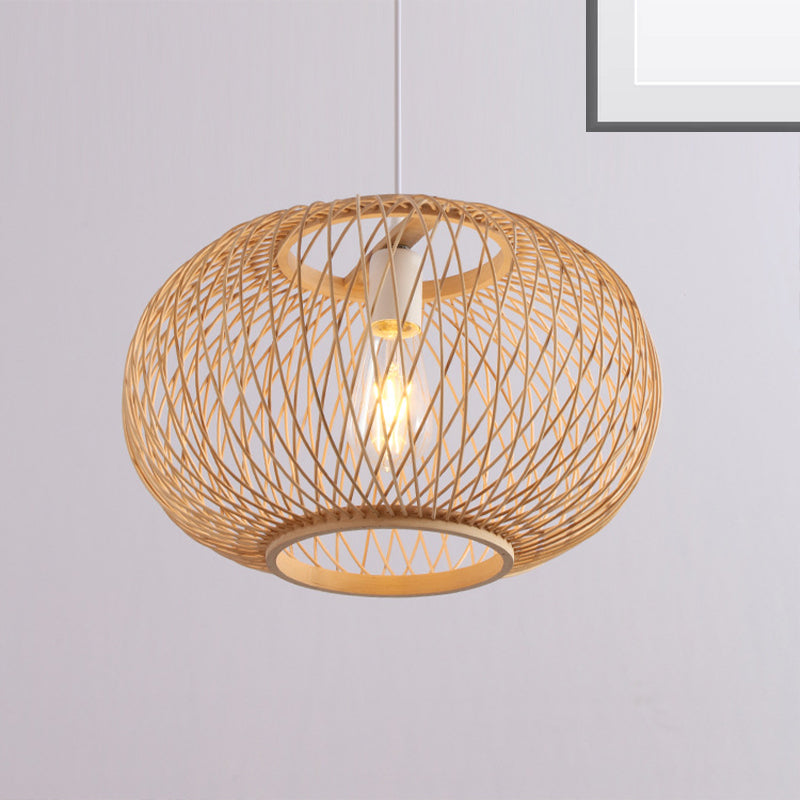 Woven Pendant Lighting Traditionary Bamboo 1 Bulb 16