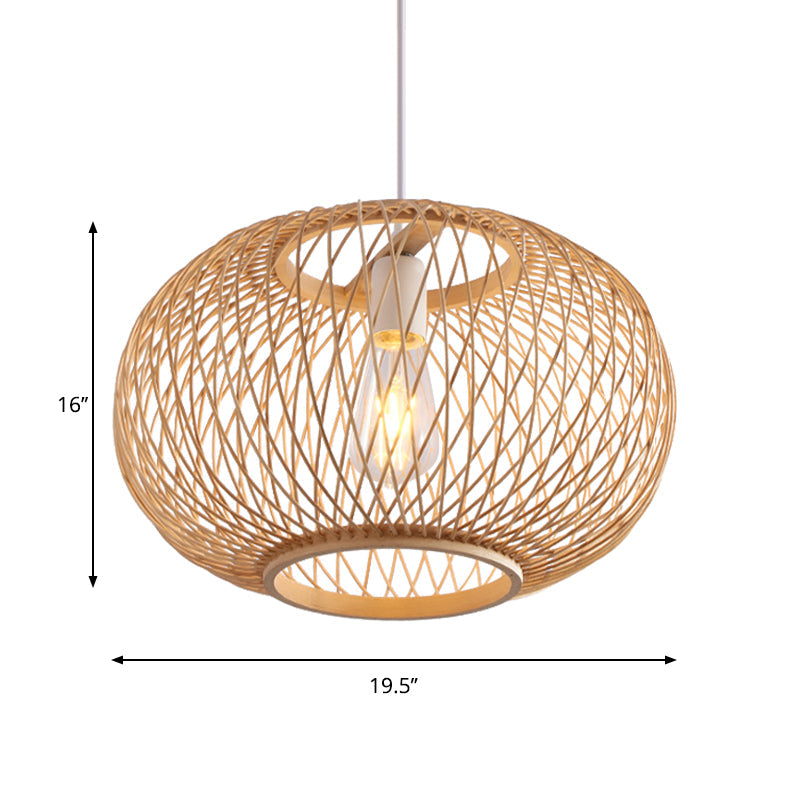 Woven Pendant Lighting Traditionary Bamboo 1 Bulb 16