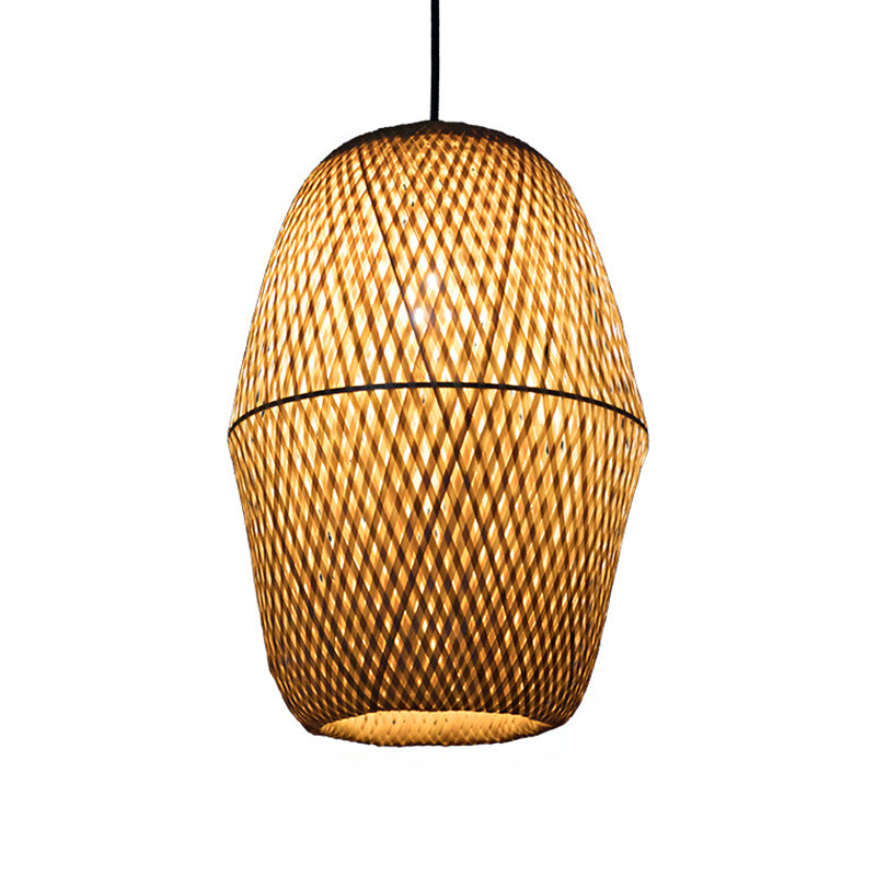 Wood Bell Pendant Lighting Tradition Bamboo 1 Bulb Hanging Lamp Kit for Restaurant Clearhalo 'Ceiling Lights' 'Modern Pendants' 'Modern' 'Pendant Lights' 'Pendants' Lighting' 274893