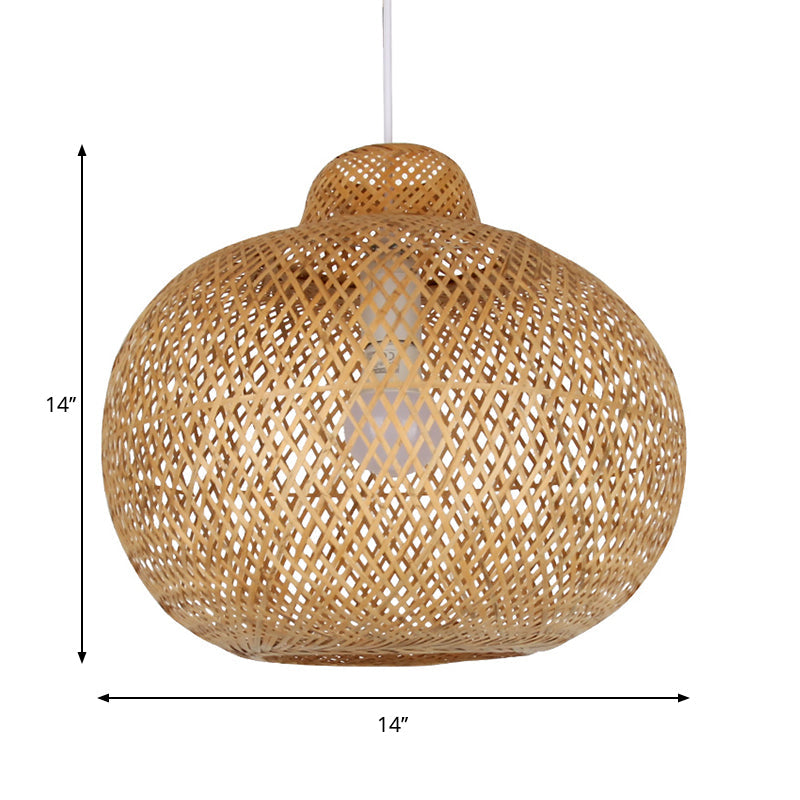 1 Bulb Handmade Pendant Lighting Modernist Bamboo Hanging Light Fixture in Wood Clearhalo 'Ceiling Lights' 'Modern Pendants' 'Modern' 'Pendant Lights' 'Pendants' Lighting' 274985
