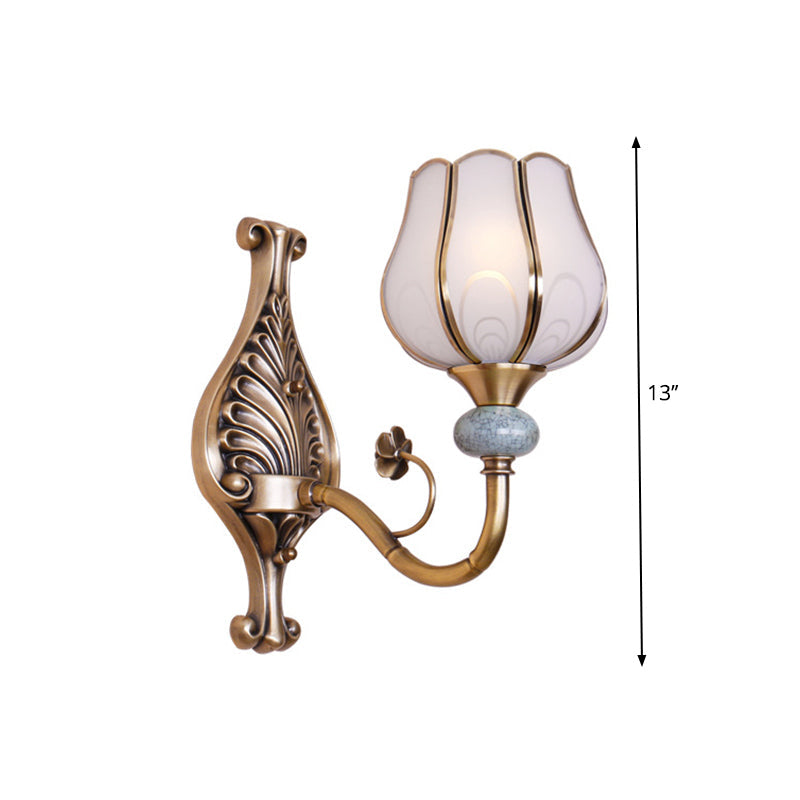 1/2-Head Bloom Wall Light Traditionalism Brass Metal Wall Sconce Lighting for Living Room Clearhalo 'Wall Lamps & Sconces' 'Wall Lights' Lighting' 274995