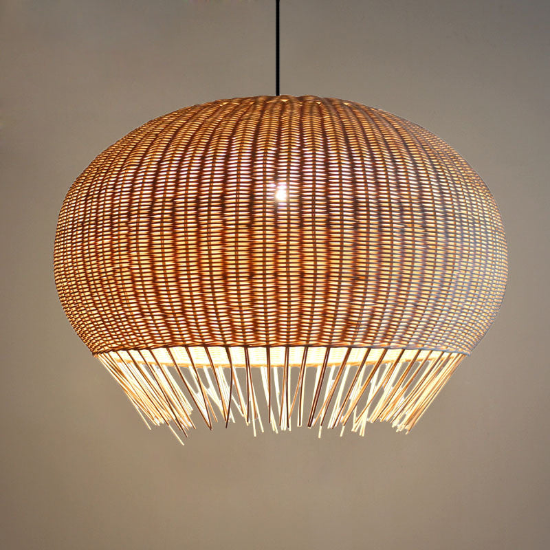 Rustic Woven Hanging Light Rattan 1 Bulb Ceiling Pendant Lamp in Wood for Restaurant Clearhalo 'Ceiling Lights' 'Modern Pendants' 'Modern' 'Pendant Lights' 'Pendants' Lighting' 275048