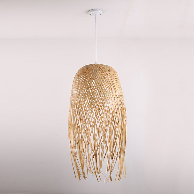 Wood Handcrafted Ceiling Light Asian Bamboo 1 Bulb Pendant Light Fixture for Living Room Wood Clearhalo 'Ceiling Lights' 'Modern Pendants' 'Modern' 'Pendant Lights' 'Pendants' Lighting' 275444