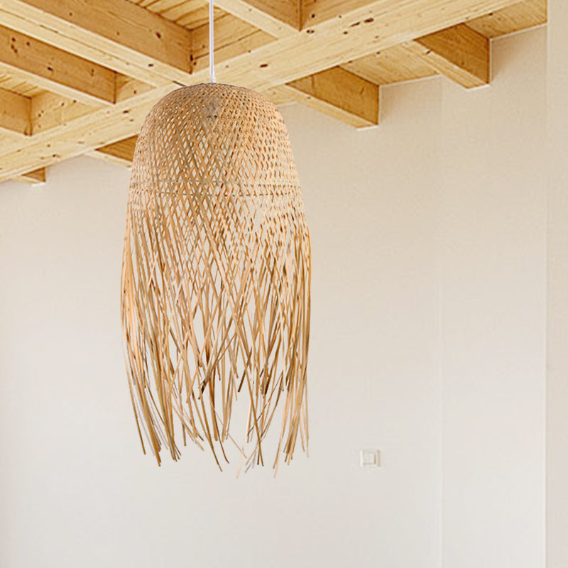 Wood Handcrafted Ceiling Light Asian Bamboo 1 Bulb Pendant Light Fixture for Living Room Clearhalo 'Ceiling Lights' 'Modern Pendants' 'Modern' 'Pendant Lights' 'Pendants' Lighting' 275445