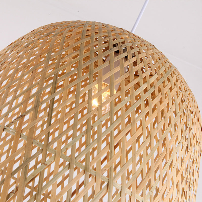 Wood Handcrafted Ceiling Light Asian Bamboo 1 Bulb Pendant Light Fixture for Living Room Clearhalo 'Ceiling Lights' 'Modern Pendants' 'Modern' 'Pendant Lights' 'Pendants' Lighting' 275449