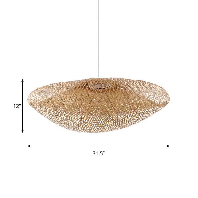 Handmade Suspension Lighting Traditional Bamboo 1 Bulb Wood Hanging Ceiling Light Clearhalo 'Ceiling Lights' 'Modern Pendants' 'Modern' 'Pendant Lights' 'Pendants' Lighting' 275460