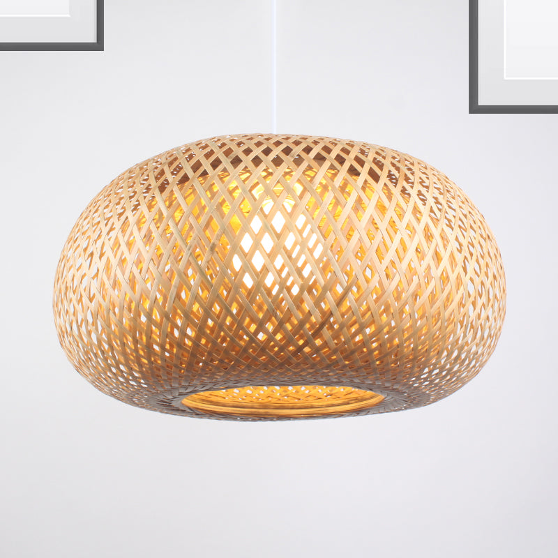 Bamboo Donut Suspension Pendant Contemporary 1 Head Wood Hanging Ceiling Light Clearhalo 'Ceiling Lights' 'Modern Pendants' 'Modern' 'Pendant Lights' 'Pendants' Lighting' 276001