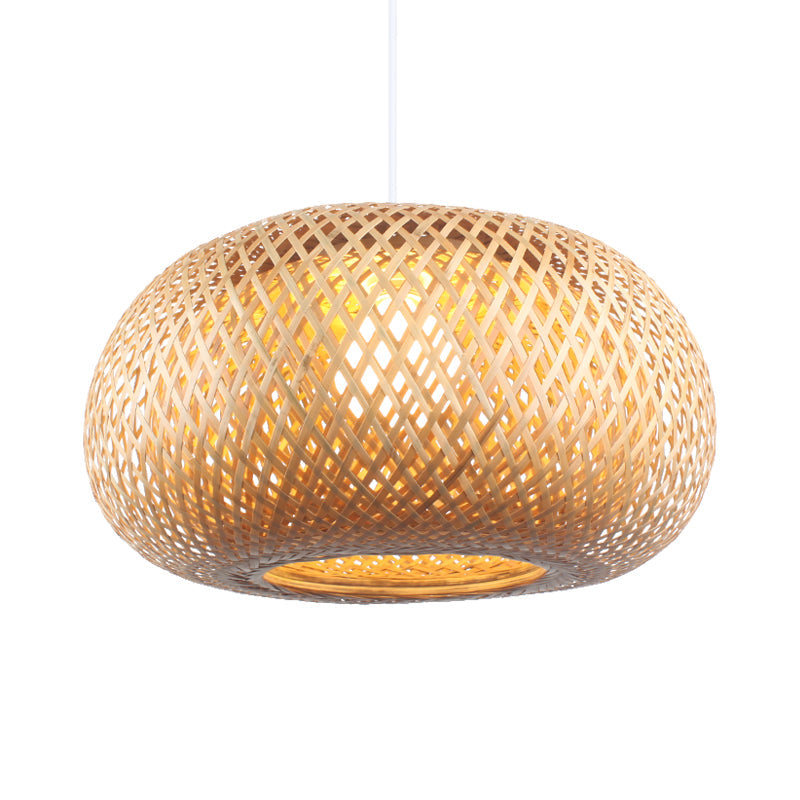 Bamboo Donut Suspension Pendant Contemporary 1 Head Wood Hanging Ceiling Light Clearhalo 'Ceiling Lights' 'Modern Pendants' 'Modern' 'Pendant Lights' 'Pendants' Lighting' 276004