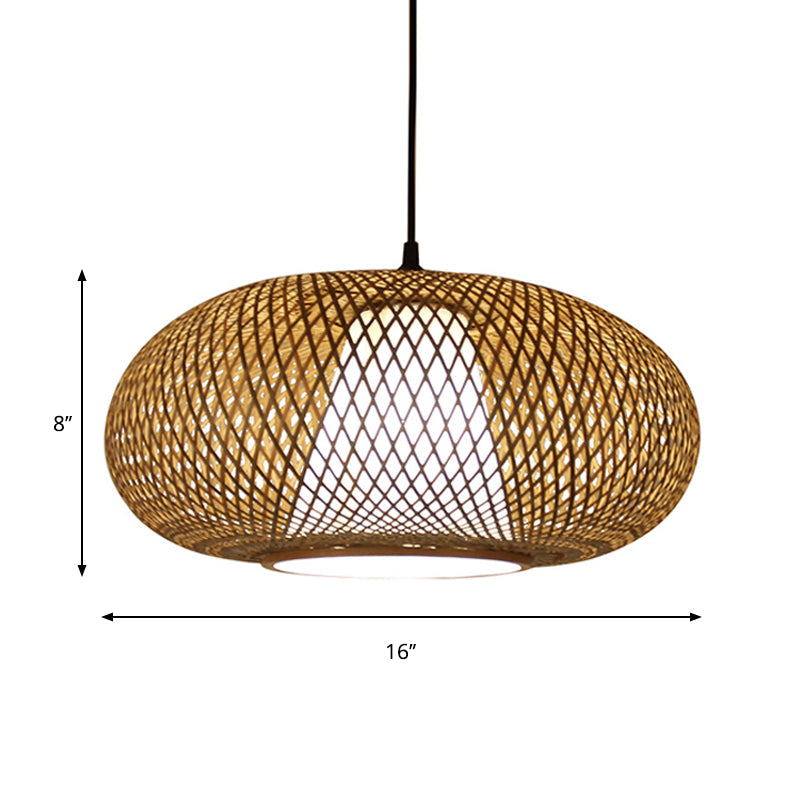 Curved Drum Pendant Lighting Tradition Bamboo 1 Bulb 12