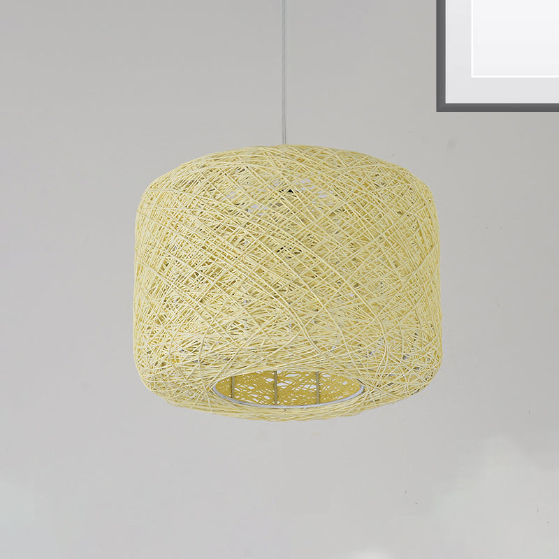 Drum Pendant Lighting Tradition Rattan 1 Bulb 12