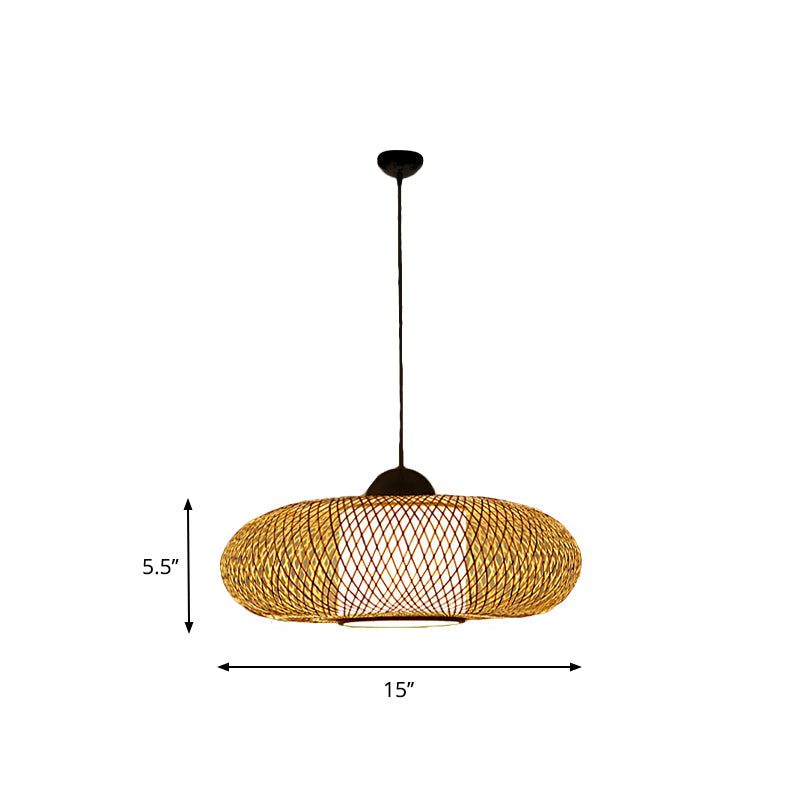 Bamboo Donut Ceiling Lamp Modern 1 Bulb Hanging Pendant Light in Black/Wood for Living Room Clearhalo 'Ceiling Lights' 'Modern Pendants' 'Modern' 'Pendant Lights' 'Pendants' Lighting' 276177