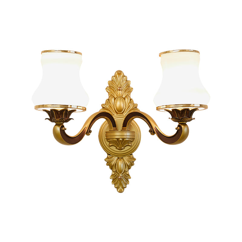 Bell Living Room Wall Lamp Traditional Stylish Milk Glass and Metal 1/2-Head Gold Finish Wall Sconce Clearhalo 'Wall Lamps & Sconces' 'Wall Lights' Lighting' 276246