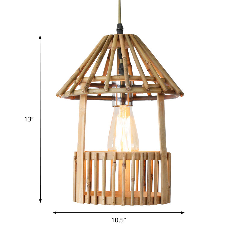 Bamboo Handmade Suspension Pendant Contemporary 1 Head Wood Hanging Ceiling Light Clearhalo 'Ceiling Lights' 'Modern Pendants' 'Modern' 'Pendant Lights' 'Pendants' Lighting' 276307