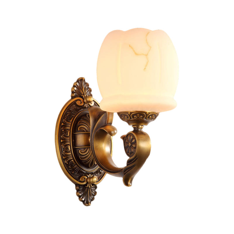 Globe White Glass Wall Mounted Light Traditional Style 1/2-Light Living Room Wall Lamp in Gold Clearhalo 'Wall Lamps & Sconces' 'Wall Lights' Lighting' 276312