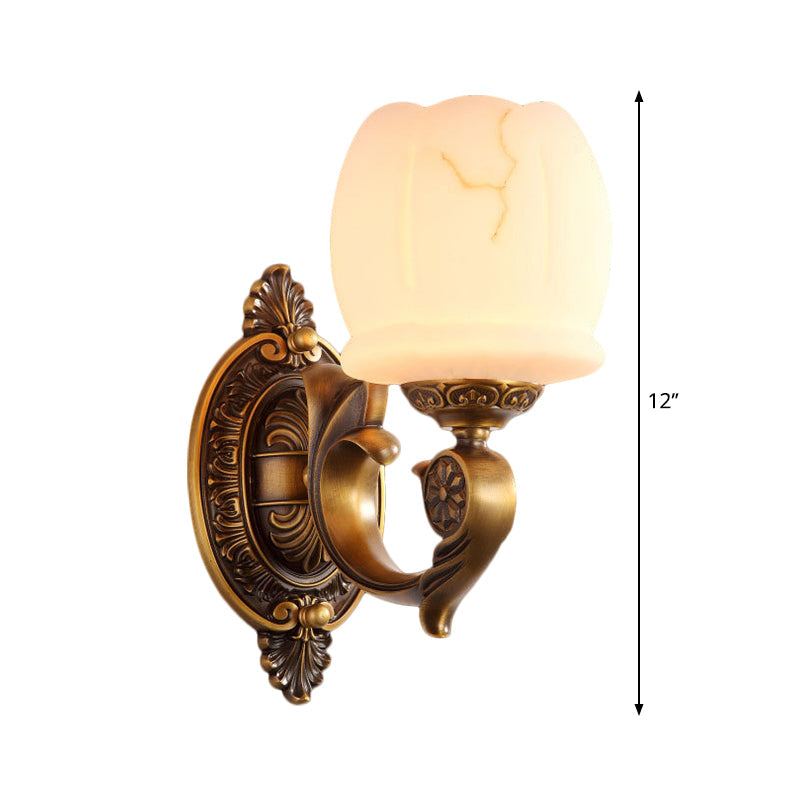 Globe White Glass Wall Mounted Light Traditional Style 1/2-Light Living Room Wall Lamp in Gold Clearhalo 'Wall Lamps & Sconces' 'Wall Lights' Lighting' 276313