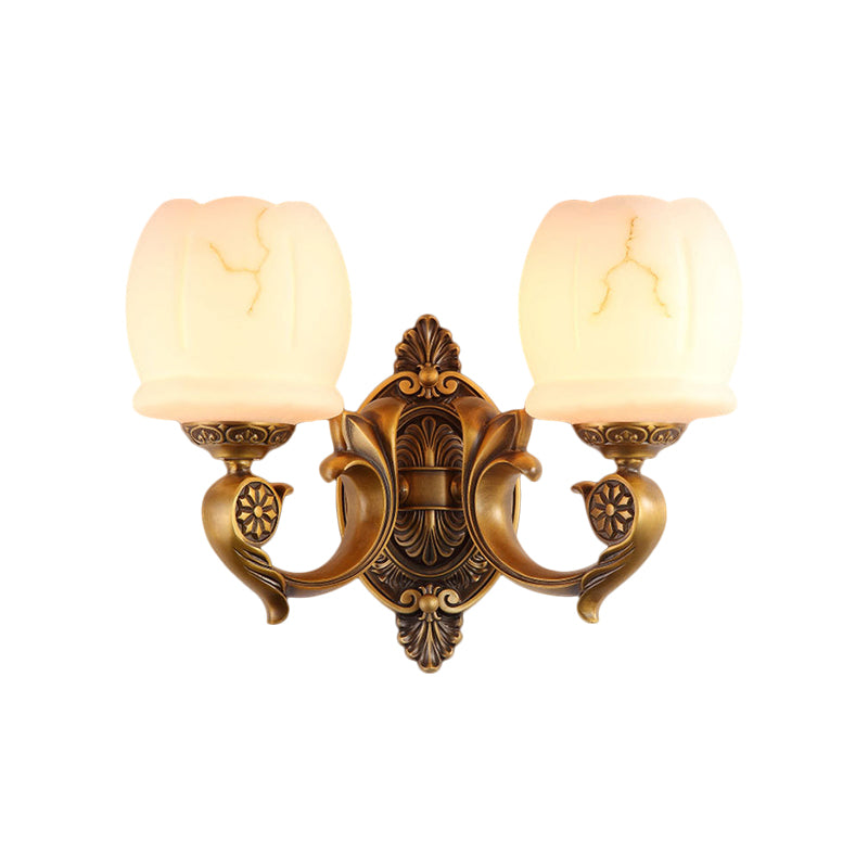 Globe White Glass Wall Mounted Light Traditional Style 1/2-Light Living Room Wall Lamp in Gold Clearhalo 'Wall Lamps & Sconces' 'Wall Lights' Lighting' 276318