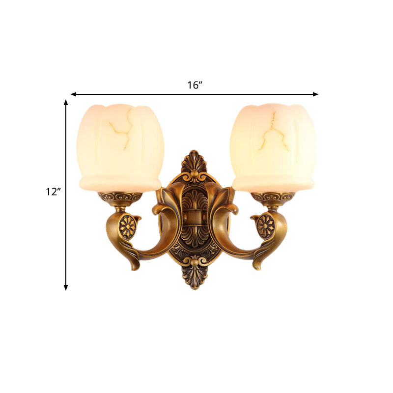 Globe White Glass Wall Mounted Light Traditional Style 1/2-Light Living Room Wall Lamp in Gold Clearhalo 'Wall Lamps & Sconces' 'Wall Lights' Lighting' 276319