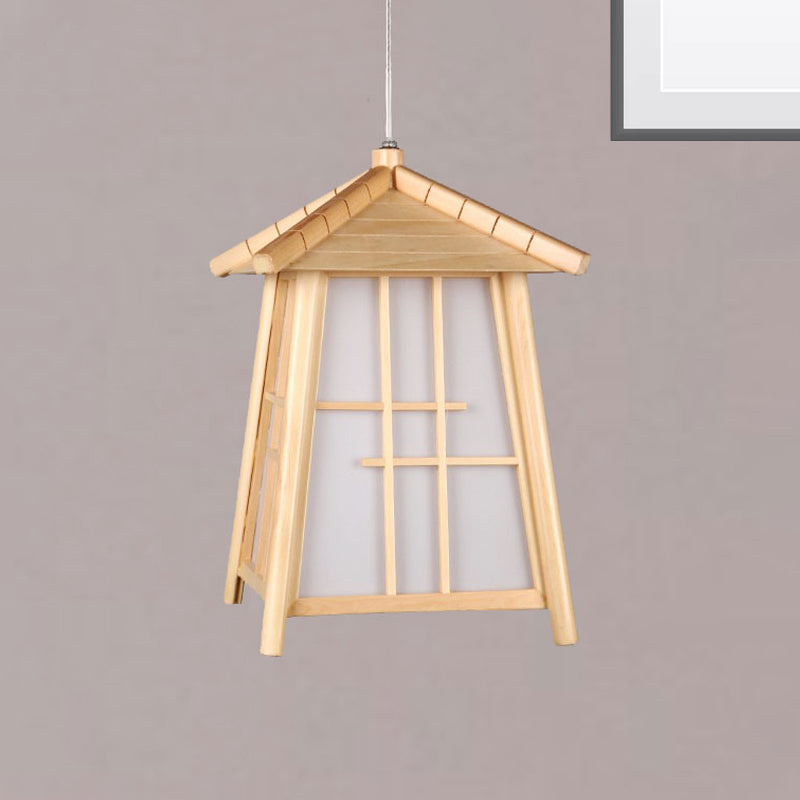 Wood House Pendant Lighting Traditionary Bamboo 1 Bulb Hanging Lamp Kit for Living Room Clearhalo 'Ceiling Lights' 'Modern Pendants' 'Modern' 'Pendant Lights' 'Pendants' Lighting' 276321
