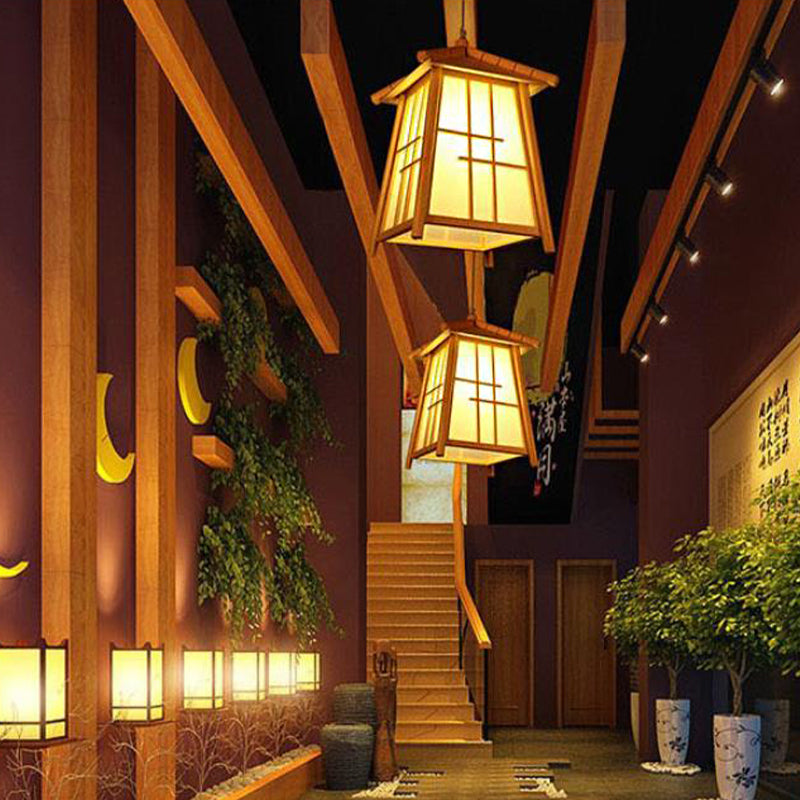 Wood House Pendant Lighting Traditionary Bamboo 1 Bulb Hanging Lamp Kit for Living Room Clearhalo 'Ceiling Lights' 'Modern Pendants' 'Modern' 'Pendant Lights' 'Pendants' Lighting' 276323