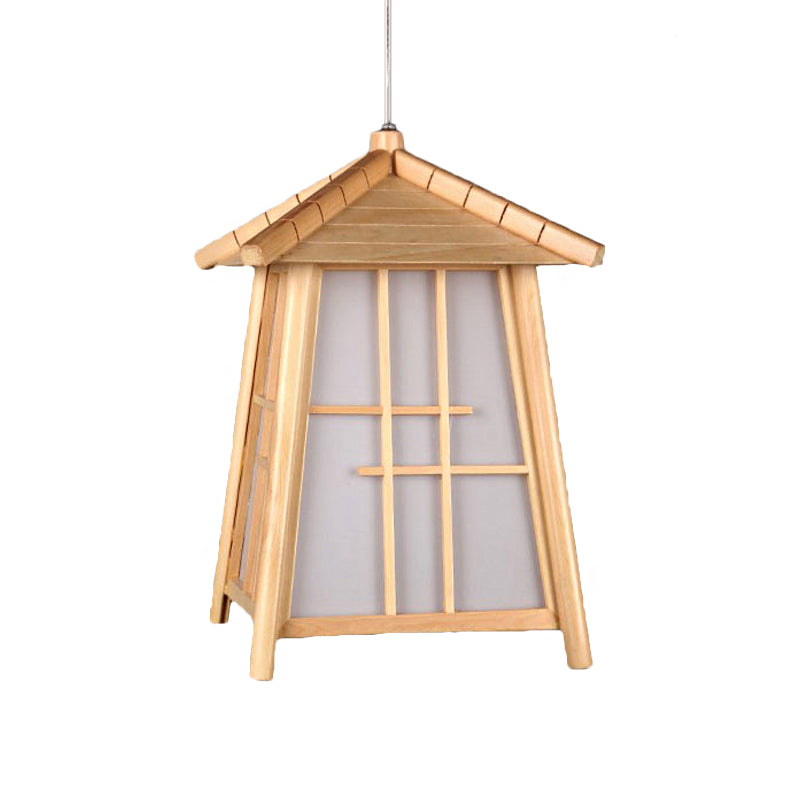 Wood House Pendant Lighting Traditionary Bamboo 1 Bulb Hanging Lamp Kit for Living Room Clearhalo 'Ceiling Lights' 'Modern Pendants' 'Modern' 'Pendant Lights' 'Pendants' Lighting' 276324