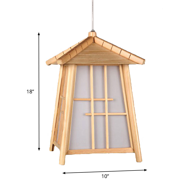 Wood House Pendant Lighting Traditionary Bamboo 1 Bulb Hanging Lamp Kit for Living Room Clearhalo 'Ceiling Lights' 'Modern Pendants' 'Modern' 'Pendant Lights' 'Pendants' Lighting' 276325