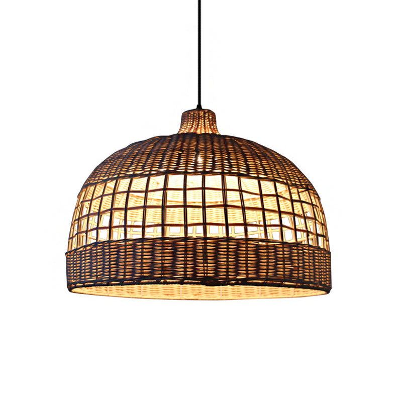 Modernist 1 Bulb Pendant Lighting Wood Bowl Hanging Light Fixture with Bamboo Shade Clearhalo 'Ceiling Lights' 'Modern Pendants' 'Modern' 'Pendant Lights' 'Pendants' Lighting' 276386