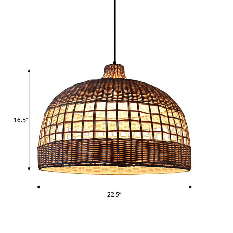 Modernist 1 Bulb Pendant Lighting Wood Bowl Hanging Light Fixture with Bamboo Shade Clearhalo 'Ceiling Lights' 'Modern Pendants' 'Modern' 'Pendant Lights' 'Pendants' Lighting' 276387