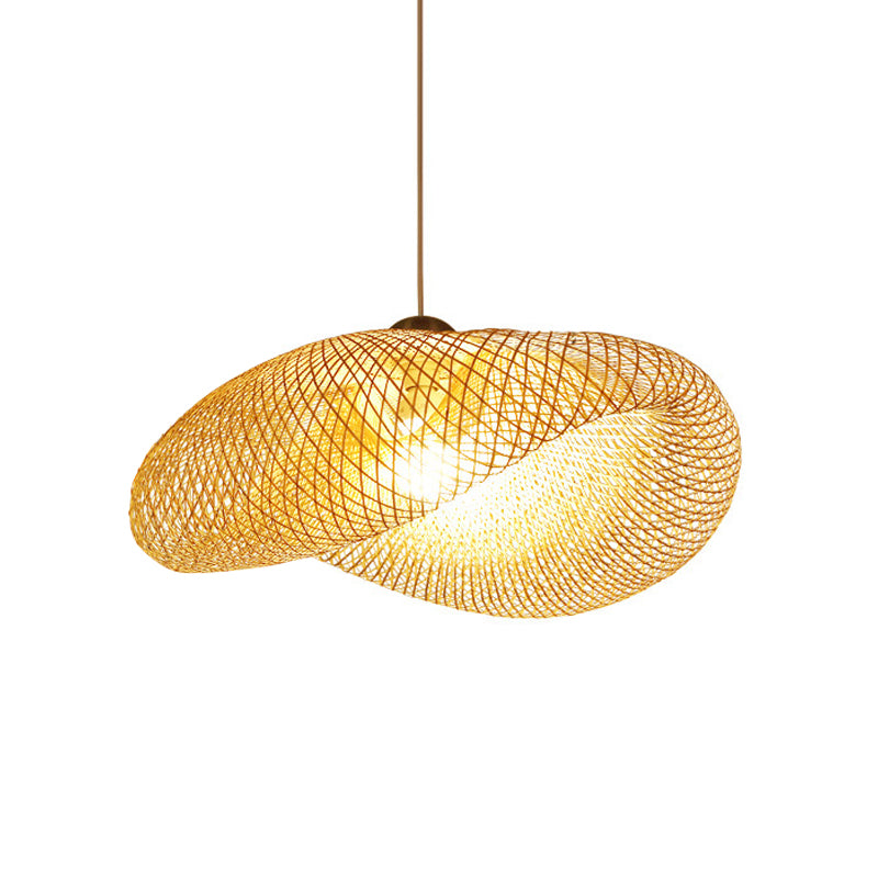 Modernism 1 Bulb Hanging Lamp Wood Handmade Pendant Light Fixture with Bamboo Shade Clearhalo 'Ceiling Lights' 'Modern Pendants' 'Modern' 'Pendant Lights' 'Pendants' Lighting' 276516