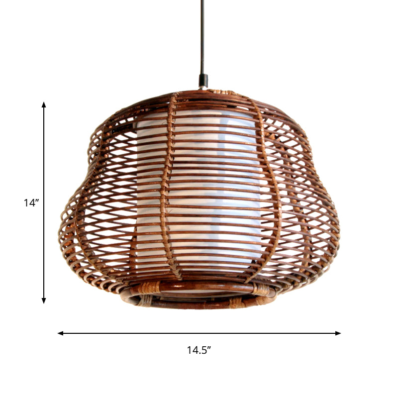 Bamboo Global/Pear Suspension Pendant Contemporary 1 Head Brown Hanging Ceiling Light Clearhalo 'Ceiling Lights' 'Modern Pendants' 'Modern' 'Pendant Lights' 'Pendants' Lighting' 276781