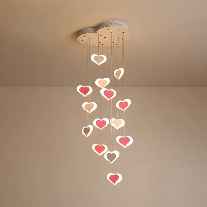 Acrylic Loving Heart Pendant Lamp Dining Room Bedroom Romantic Hanging Light Clearhalo 'Ceiling Lights' 'Pendant Lights' 'Pendants' Lighting' 27705