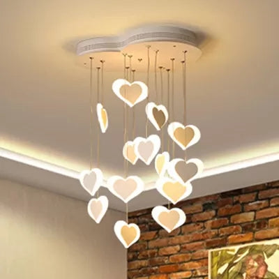 Acrylic Loving Heart Pendant Lamp Dining Room Bedroom Romantic Hanging Light White Clearhalo 'Ceiling Lights' 'Pendant Lights' 'Pendants' Lighting' 27707_d1f4002e-2a43-4c36-bf3f-b250486da821