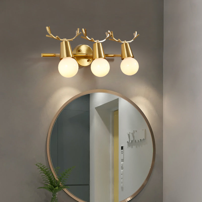 Traditionalism Global Vanity Wall Sconce 1/2/3-Head Metal Wall Light Fixture in Brass for Bathroom Clearhalo 'Vanity Lights' 'Wall Lights' Lighting' 277550