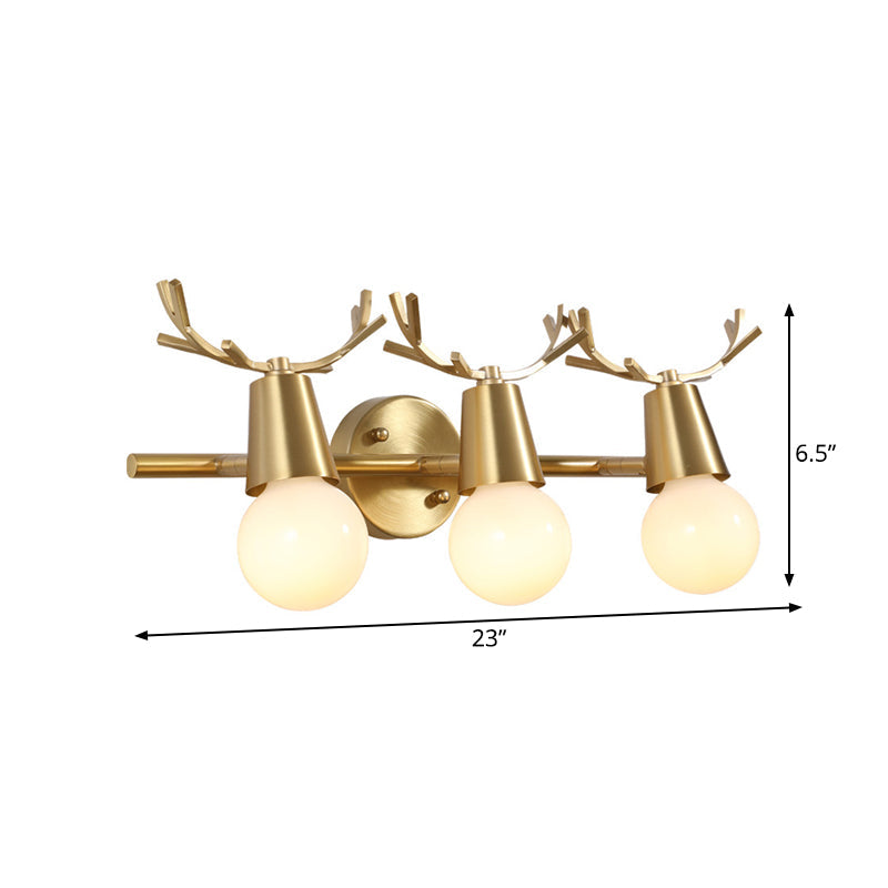 Traditionalism Global Vanity Wall Sconce 1/2/3-Head Metal Wall Light Fixture in Brass for Bathroom Clearhalo 'Vanity Lights' 'Wall Lights' Lighting' 277552