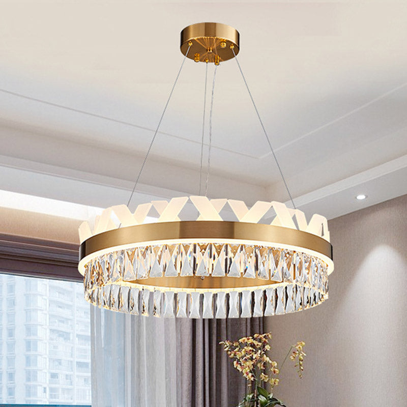 Circle Living Room Chandelier Lighting Fixture LED Simple Drop Pendant in Gold/Black Clearhalo 'Ceiling Lights' 'Pendant Lights' 'Pendants' Lighting' 278947