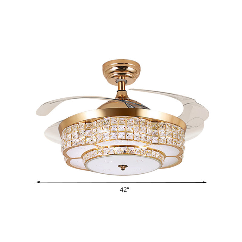 Living Room LED Semi Mount Lamp with Fan Modernist Gold Flower Crystal Ceiling Light Fixture Clearhalo 'Ceiling Fans with Lights' 'Ceiling Fans' 'Modern Ceiling Fans' 'Modern' Lighting' 279171