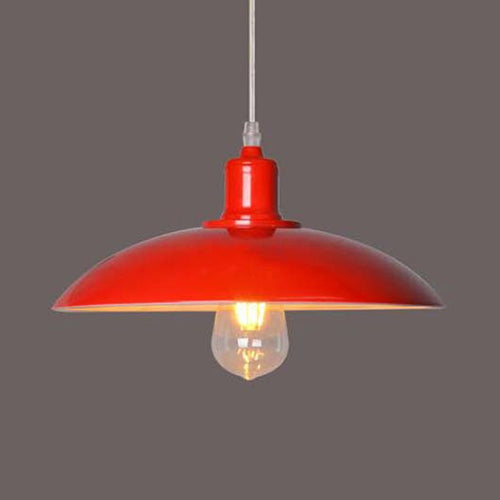 Green/Red 1 Light Ceiling Light Fixture Vintage Stylish Metal Saucer Shade Pendant Lighting over Table Red Clearhalo 'Art Deco Pendants' 'Cast Iron' 'Ceiling Lights' 'Ceramic' 'Crystal' 'Industrial Pendants' 'Industrial' 'Metal' 'Middle Century Pendants' 'Pendant Lights' 'Pendants' 'Tiffany' Lighting' 2795