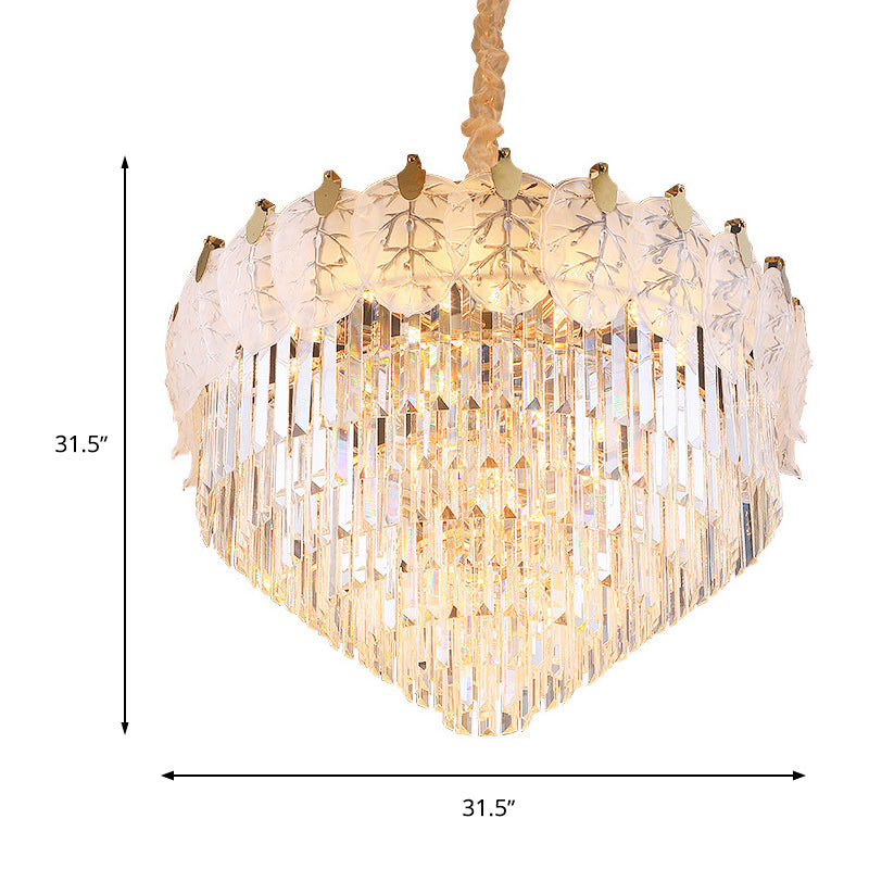 Clear Crystal Tiered Hanging Chandelier Modern 14 Lights LED Ceiling Lamp for Living Room Clearhalo 'Ceiling Lights' 'Chandeliers' 'Clear' 'Industrial' 'Modern Chandeliers' 'Modern' 'Tiffany' 'Traditional Chandeliers' Lighting' 279976