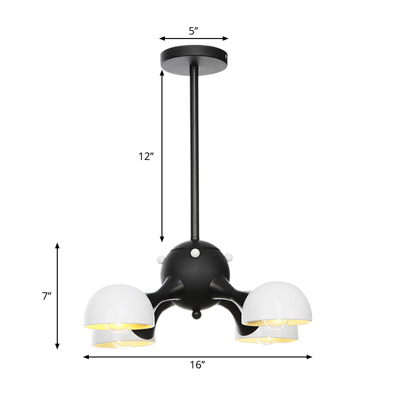 Industrial Dome Hanging Light Fixture Metallic 3/4/5 Heads Living Room Chandelier Lamp with Downrods/Chain in Black/Chrome Clearhalo 'Cast Iron' 'Ceiling Lights' 'Chandeliers' 'Industrial Chandeliers' 'Industrial' 'Metal' 'Middle Century Chandeliers' 'Rustic Chandeliers' 'Tiffany' Lighting' 281508