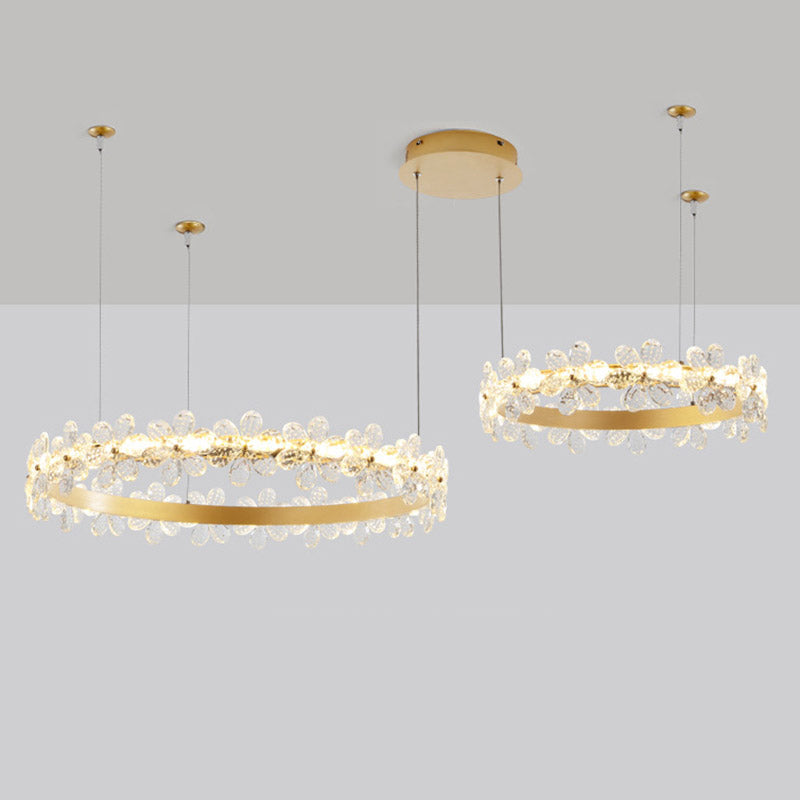 Circle Chandelier Lighting Modernist Crystal LED Ceiling Pendant Light in Gold for Living Room Clearhalo 'Ceiling Lights' 'Modern Pendants' 'Modern' 'Pendant Lights' 'Pendants' Lighting' 281667