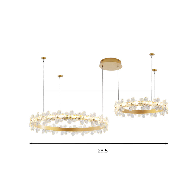 Circle Chandelier Lighting Modernist Crystal LED Ceiling Pendant Light in Gold for Living Room Clearhalo 'Ceiling Lights' 'Modern Pendants' 'Modern' 'Pendant Lights' 'Pendants' Lighting' 281670