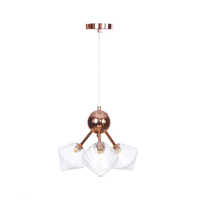 Diamond Living Room Chandelier Lamp Amber/Clear Glass 3/9/12 Lights Farmhouse Style Hanging Fixture, 13