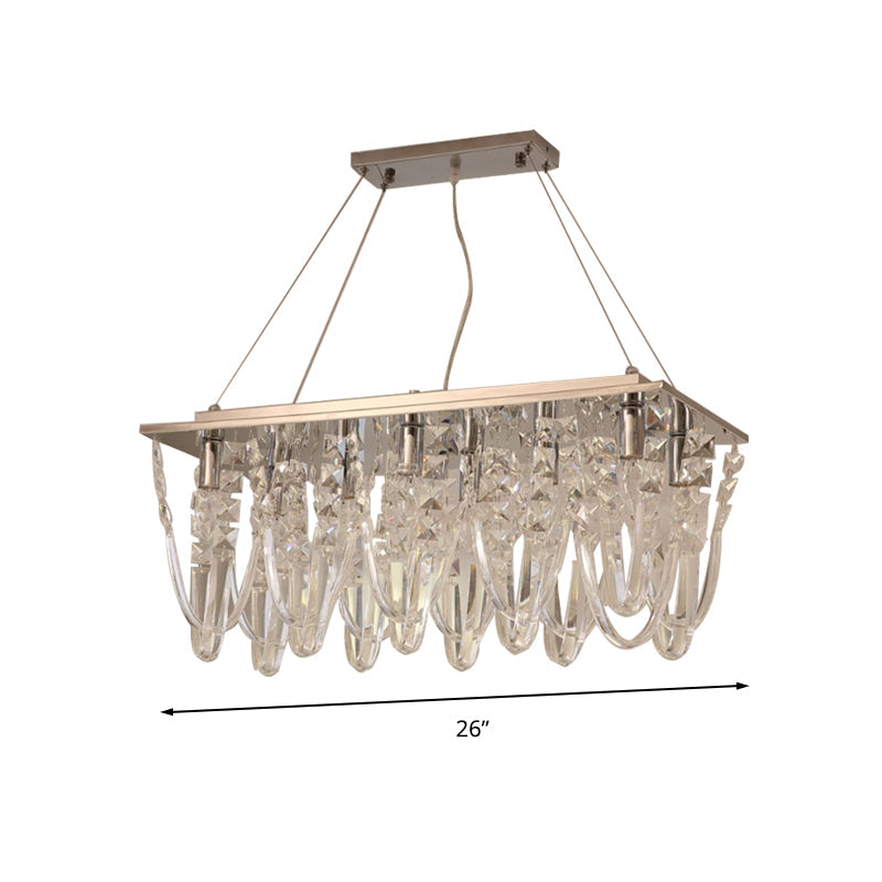 Clear Crystal Tassel Chandelier Lighting Modernism 8 Heads Nickel Ceiling Pendant Light for Dining Room Clearhalo 'Ceiling Lights' 'Chandeliers' 'Clear' 'Industrial' 'Modern Chandeliers' 'Modern' 'Tiffany' 'Traditional Chandeliers' Lighting' 281995