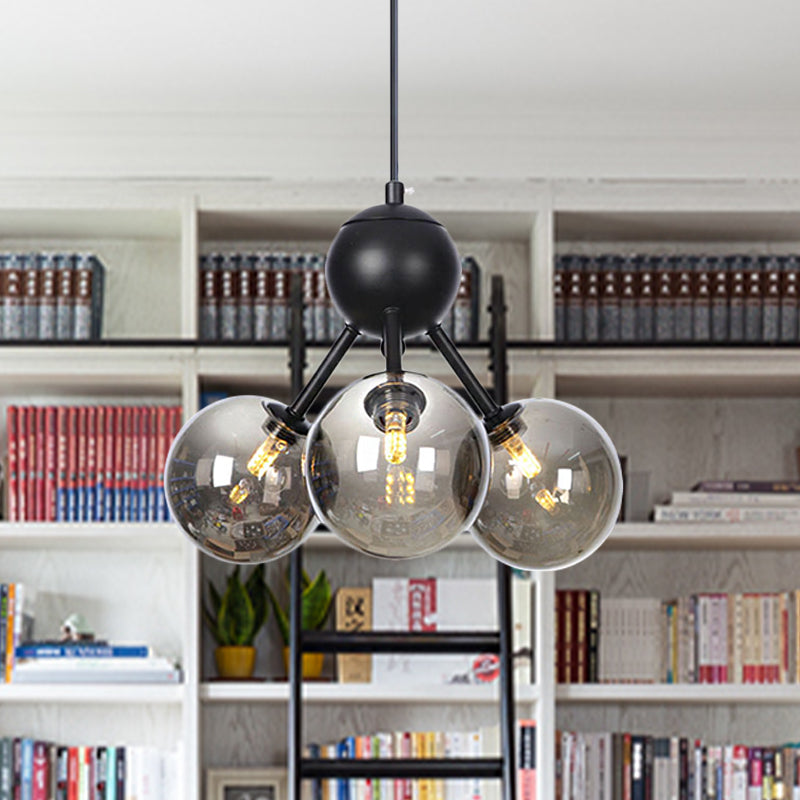 Orb Living Room Chandelier Lamp Amber/Clear/Smoke Gray Glass 3/9/12 Lights Industrial Ceiling Light with Sputnik Design, 13