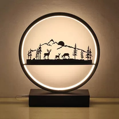 Metal Round Table Light with Natural View Creative Reading Light for Adult Bedroom Cafe Black Clearhalo 'Lamps' 'Table Lamps' Lighting' 28341