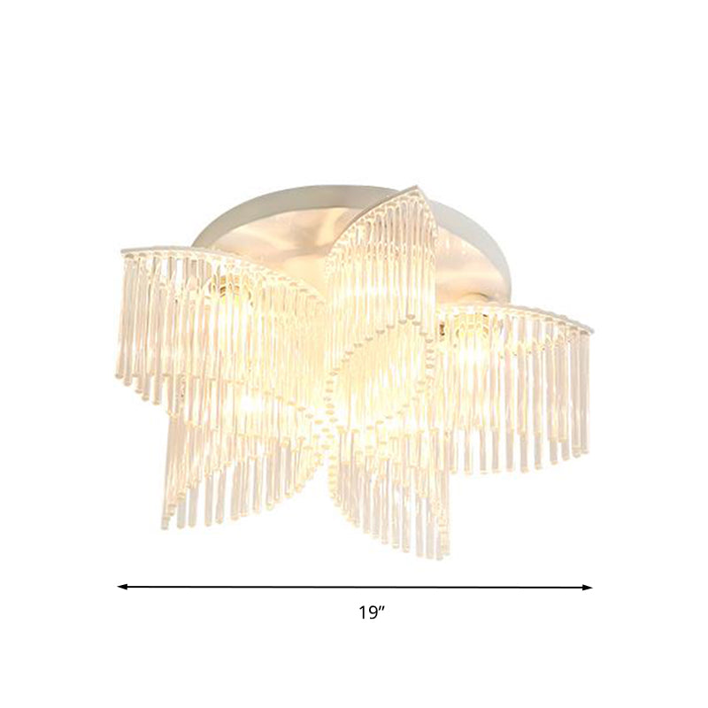 White Petal/Cylinder Flush Mount Light Fixture Modern 1/3/5 Lights Crystal Rod Ceiling Light Clearhalo 'Ceiling Lights' 'Close To Ceiling Lights' 'Close to ceiling' 'Semi-flushmount' Lighting' 283877