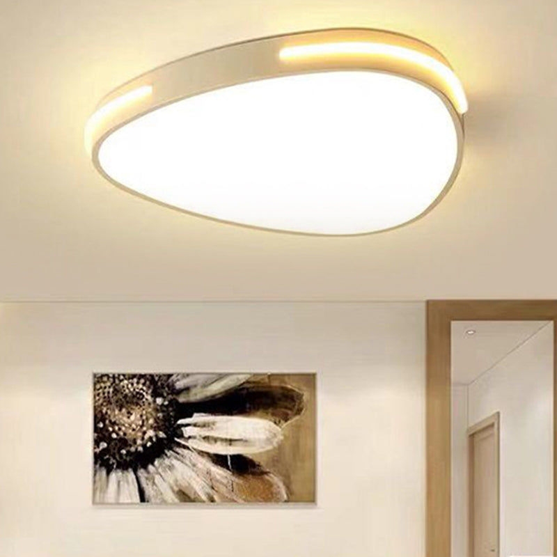 Triangle Flush Mount Fixture Simple Style Metal Bedroom LED Ceiling Light in White, 16