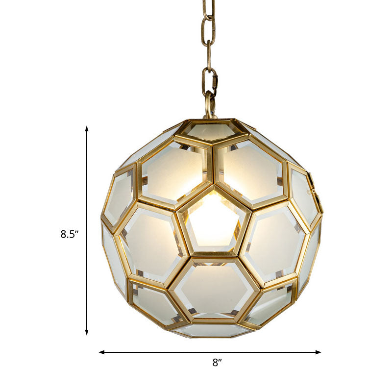 White Glass Ball Ceiling Lamp Colonial 1 Head Bedroom Suspension Pendant Light Clearhalo 'Ceiling Lights' 'Glass shade' 'Glass' 'Pendant Lights' 'Pendants' Lighting' 284723