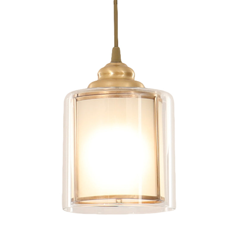 Cylinder White Glass Pendant Light Fixture Classic 5