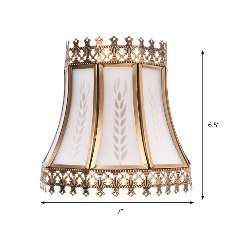 Empire White Glass Wall Sconce Light Retro 1 Head Living Room Flush Mount Lamp Clearhalo 'Wall Lamps & Sconces' 'Wall Lights' Lighting' 285433